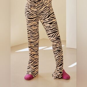 Zara Zebra Print Flare Pants in Black and Tan